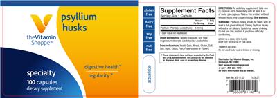 Photo of the The Vitamin Shoppe Psyllium Husks label