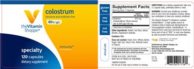Photo of the The Vitamin Shoppe Colostrum label