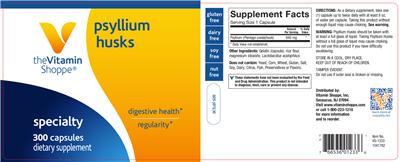 Photo of the The Vitamin Shoppe Psyllium Husks label
