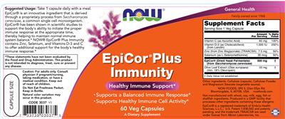 Photo of the NOW EpiCor Plus Immunity label