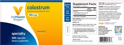 Photo of the The Vitamin Shoppe Colostrum label