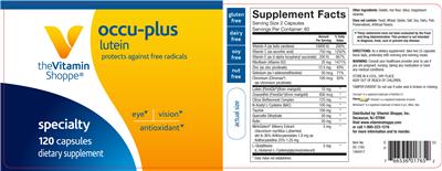 Photo of the The Vitamin Shoppe Occu-Plus Lutein label