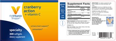 Photo of the The Vitamin Shoppe Cranberry Action + Vitamin C label
