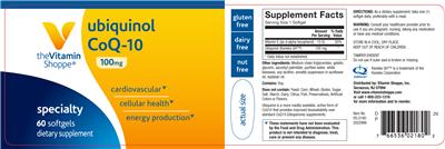 Photo of the The Vitamin Shoppe Ubiquinol CoQ-10 100 mg label