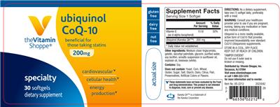 Photo of the The Vitamin Shoppe Ubiquinol CoQ-10 200 mg label