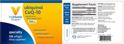 Photo of the The Vitamin Shoppe Ubiquinol CoQ-10 200 mg label