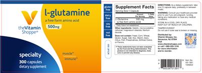 Photo of the The Vitamin Shoppe L-Glutamine 500 mg label