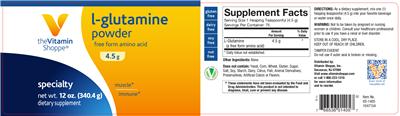 Photo of the The Vitamin Shoppe L-Glutamine Powder 4.5 g label