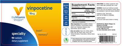Photo of the The Vitamin Shoppe Vinpocetine 10 mg label