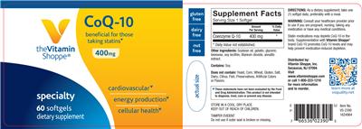Photo of the The Vitamin Shoppe CoQ-10 400 mg label