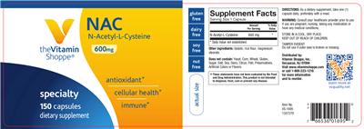 Photo of the The Vitamin Shoppe NAC 600 mg label