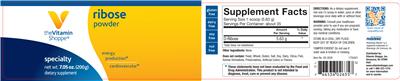 Photo of the The Vitamin Shoppe Ribose Powder label