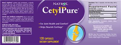 Photo of the Natrol CetylPure label