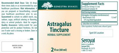 Photo of the Genestra Brands Astragalus Tincture label