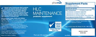 Photo of the Pharmax HLC Maintenance label