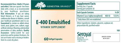 Photo of the Genestra Brands E-400 Emulsified label