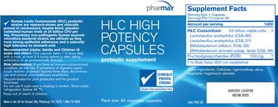 Photo of the Pharmax HLC High Potency Capsules label