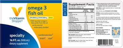 Photo of the The Vitamin Shoppe Omega 3 Fish Oil Lemon label
