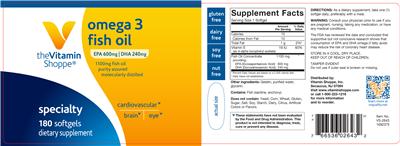 Photo of the The Vitamin Shoppe Omega 3 Fish Oil 1100 mg label