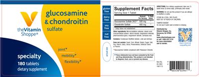 Photo of the The Vitamin Shoppe Glucosamine & Chondroitin Sulfate label