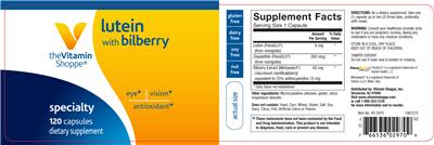 Photo of the The Vitamin Shoppe Lutein with Bilberry label