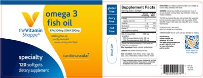 Photo of the The Vitamin Shoppe Omega 3 Fish Oil 1000 mg label