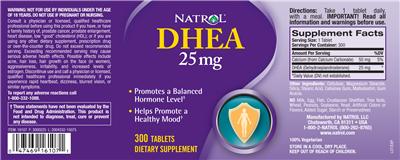 Photo of the Natrol DHEA 25 mg label
