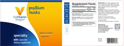 Photo of the The Vitamin Shoppe Psyllium Husks label