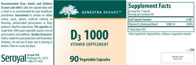 Photo of the Genestra Brands D3 1000 label