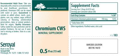 Photo of the Genestra Brands Chromium CWS label