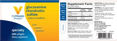 Photo of the The Vitamin Shoppe Glucosamine Chondroitin Sulfate label