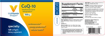 Photo of the The Vitamin Shoppe CoQ-10 100 mg label