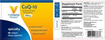 Photo of the The Vitamin Shoppe CoQ-10 100 mg label