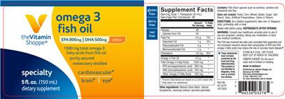 Photo of the The Vitamin Shoppe Omega 3 Fish Oil Citrus label