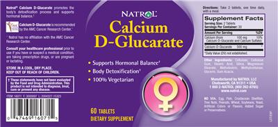 Photo of the Natrol Calcium D-Glucarate label