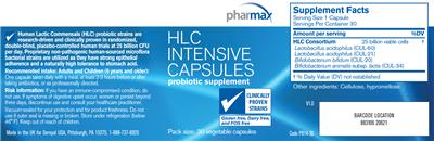 Photo of the Pharmax HLC Intensive Capsules label