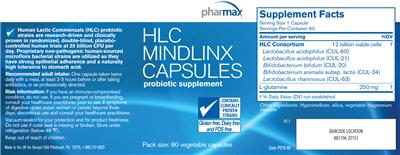 Photo of the Pharmax HLC MindLinx Capsules label