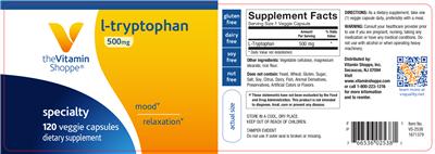Photo of the The Vitamin Shoppe L-Tryptophan 500 mg label