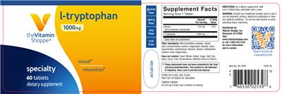 Photo of the The Vitamin Shoppe L-Tryptophan 1000 mg label