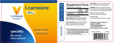 Photo of the The Vitamin Shoppe L-Carnosine 500 mg label
