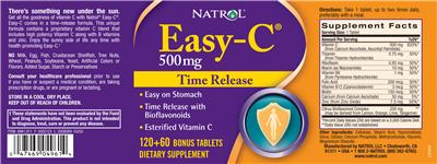 Photo of the Natrol Easy-C 500 mg label