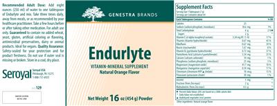 Photo of the Genestra Brands Endurlyte Natural Orange Flavor label