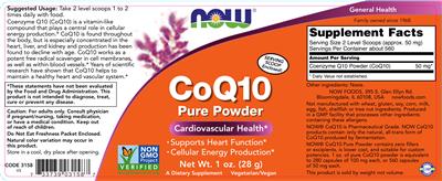 Photo of the NOW CoQ10 label