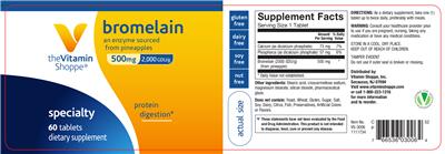 Photo of the The Vitamin Shoppe Bromelain 500 mg label