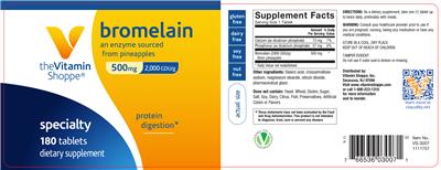 Photo of the The Vitamin Shoppe Bromelain 500 mg label