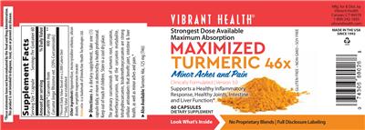 Photo of the Vibrant Health Maximized Turmeric 46x label