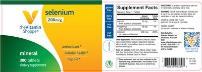 Photo of the The Vitamin Shoppe Selenium 200 mcg label