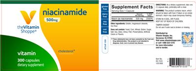Photo of the The Vitamin Shoppe Niacinamide 500 mg label