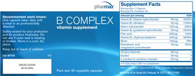 Photo of the Pharmax B Complex label