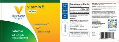 Photo of the The Vitamin Shoppe Vitamin E 1000 IU label